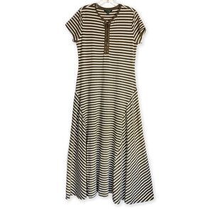 Lauren Ralph Lauren Olive Green and White Striped Maxi Dress